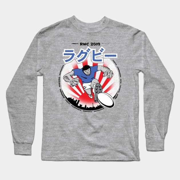 Manga Rugby Player Japan 2019 Long Sleeve T-Shirt by atomguy